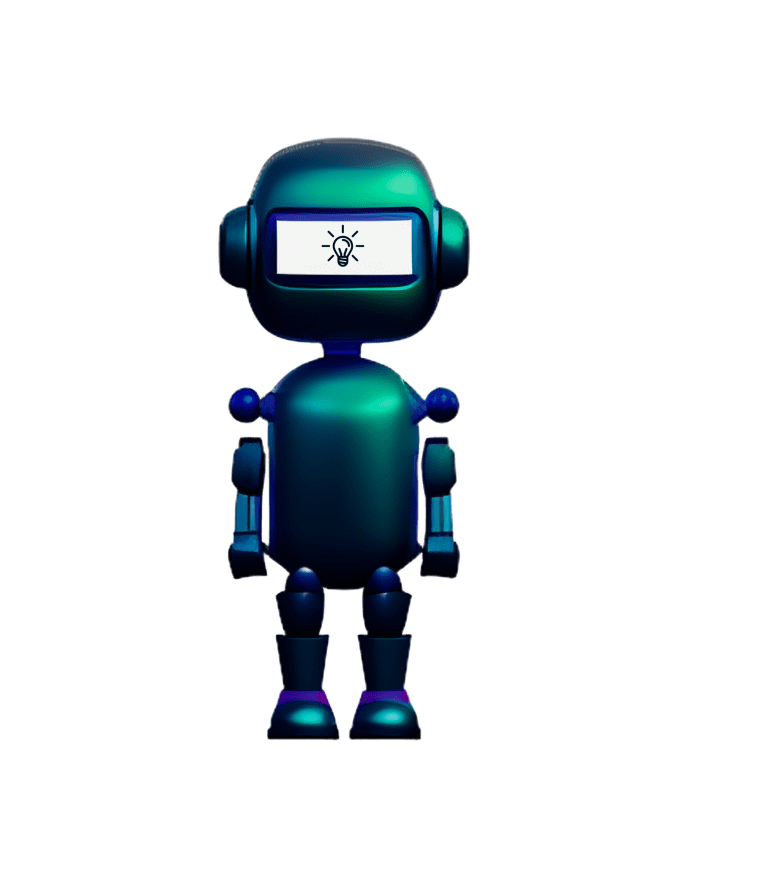 3D robot with a light bulb icon on its screen, representing Lumibot.